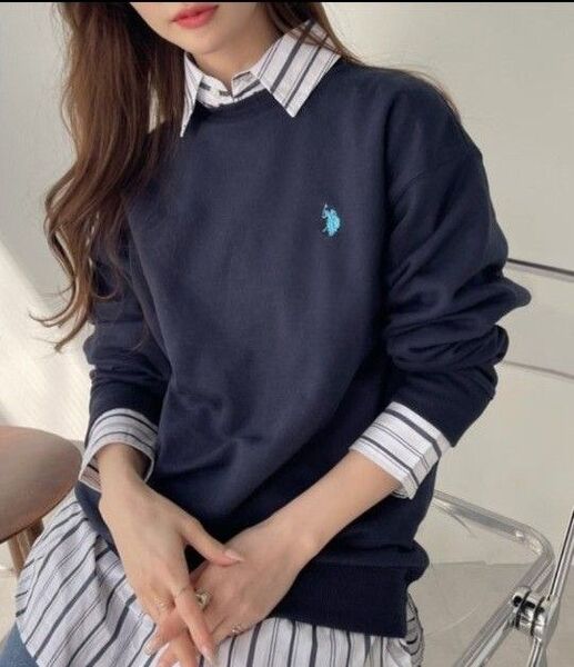 スウェット U.S. POLO ASSN./ユーエスポロアッスン クルーネックオーバーサイズ裏毛スウェット・トレーナー レディース