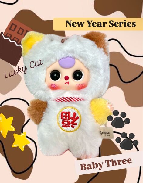 海外限定 ベイビースリー 新年 猫 ねこ BabyThree ぬいぐるみ 招き猫 三毛猫 金運 cat ネコ