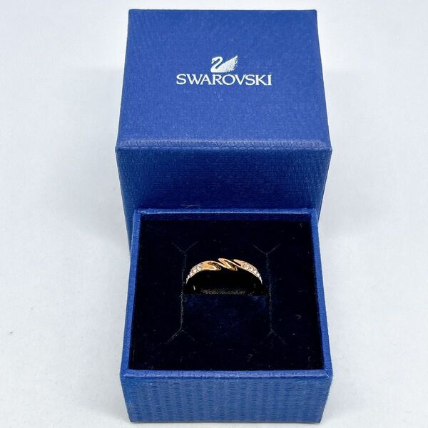 Swarovski スワロフスキー ラインストーン リング ゴールドカラー 箱付