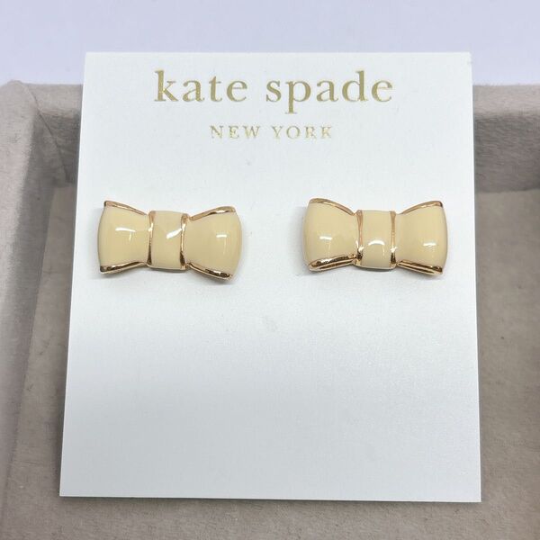 kate spade ケイトスペード クリーム色 リボン ピアス