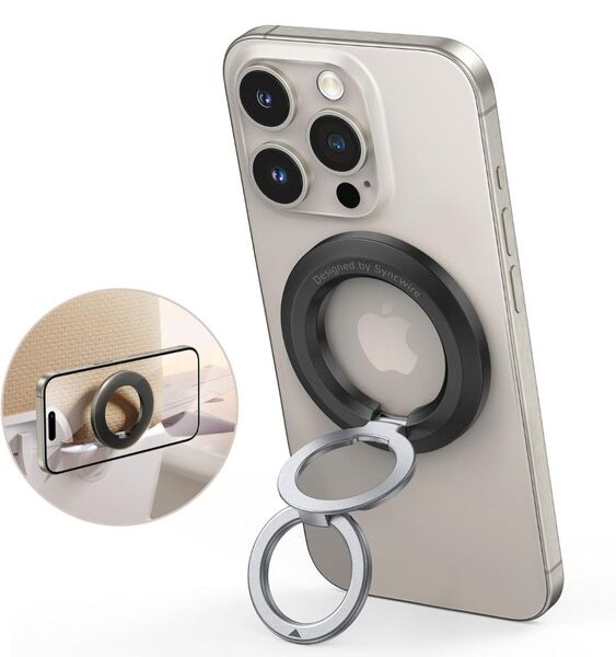 SYNCWIRE MagSafe スマホリング リング マグネット バンカーリング 角度調整可能 スマホスタンド機能