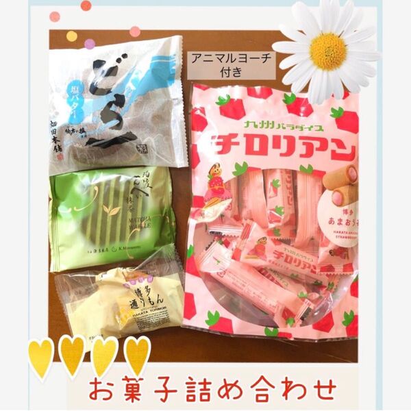 ハタダ どらー塩バター どら焼き 源吉兆庵 福渡せんべい 抹茶 チロリアン 博多あまおう苺 博多通りもん アニマルヨーチ 銘菓