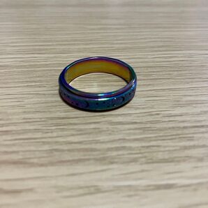 ストレス解消リング 回転リング レインボーブラック 11号?