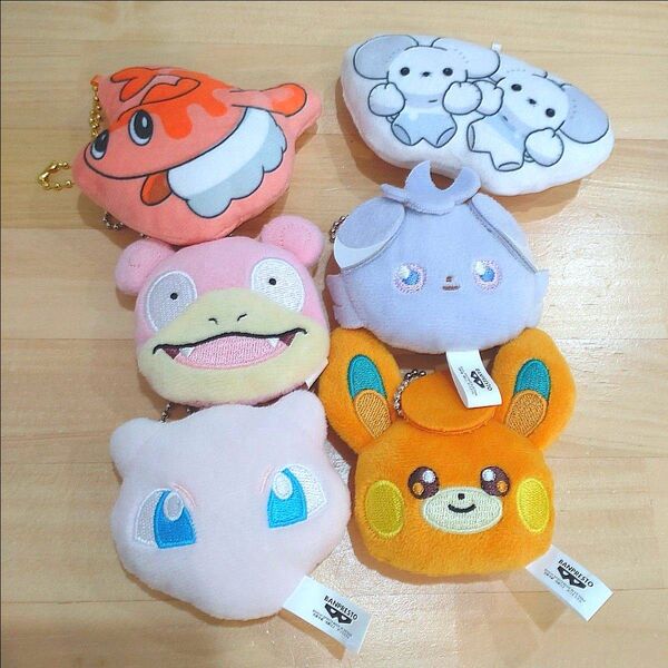ポケモン ぬいぐるみ キーホルダー ボールチェーン ポケピース ミュウ パモ ヤドン ニャスパー ワッカネズミ シャリタツ 6点
