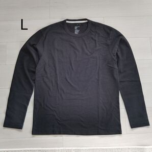 無印良品 MUJI オーガニックコットン クルーネック 紳士 長袖 カットソー L サイズ 黒 ブラック