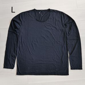 無印良品 MUJI メンズ Uネック 紳士 長袖 シャツ カットソー L サイズ 黒