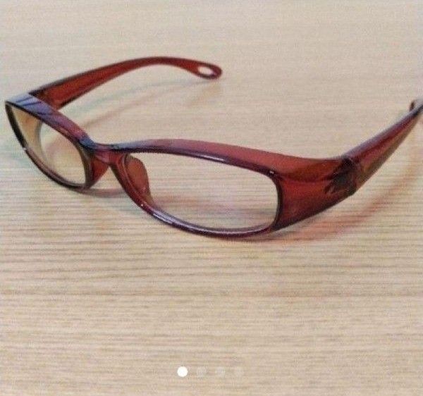 花粉 粉塵 飛沫 対策 カジュアルスリムメガネ プロテクションメガネ UVカット 男女兼用 ブラウン