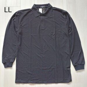 未使用 形態安定 速乾ドライ 長袖 ポロシャツ 紳士 メンズ 黒 LL