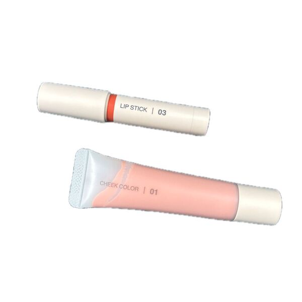 MUJI ・リップスティック(オレンジベージュ)・クリームチーク(アプリコット)無印良品 メイク 中古