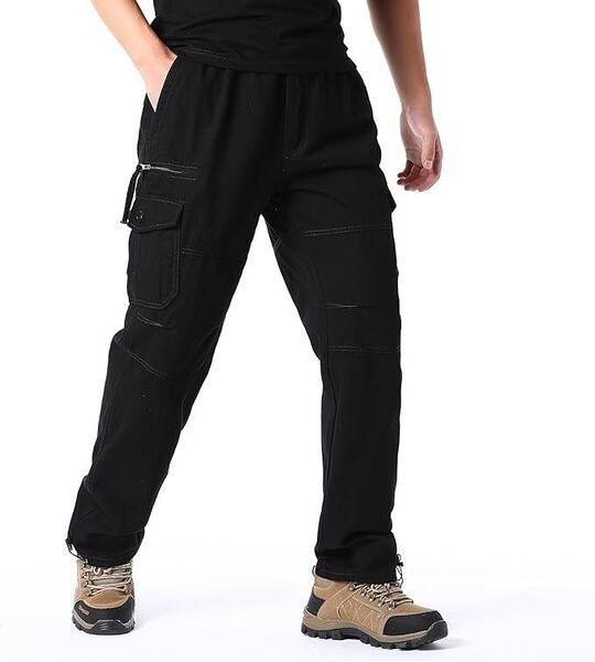 カーゴパンツ メンズ ブラック 3XL 多ポケット 作業着 ドロスト