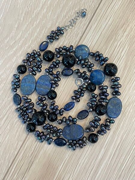 【美品 STERLING】ラピスラズリ ロングネックレス