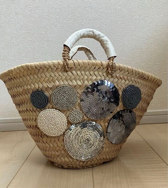 かごバッグ ハンドメイド ビーズ・スパンコール 刺繍
