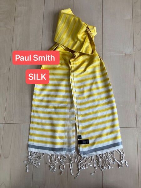 Paul Smith シルク大判ストール イエロー 新品未使用 フリンジ