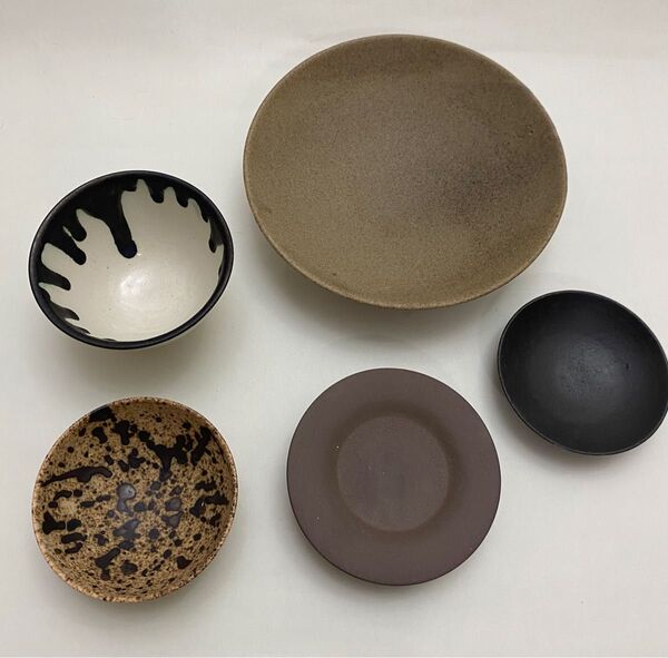 作家 器 皿 器5個セット まとめ売り 茶色 黒 オシャレ