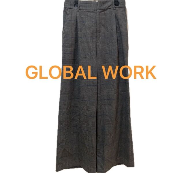 GLOBAL WORKチェック柄 レディースワイドパンツ