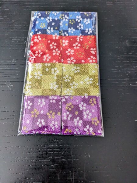 一越ちりめんつまみ細工カット布市松小桜4色セット