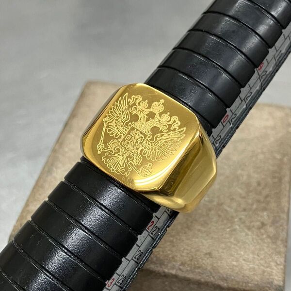 鷹の紋章 印台指輪 24号 シグネットリング18KGP ゴールド