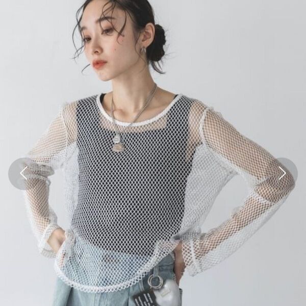ジーナシス ハク メッシュ LS TEE 透かし編み プルオーバー 長袖
