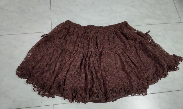 LIZ LISA ミニスカート 新品 レース ウエストゴム リズリサ SIZE 0 ブラウン