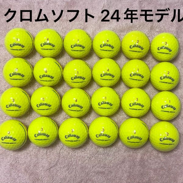 美品 Callaway CHROME SOFT トリプルトラック 24年 イエロー ロストボール ゴルフボール 24球
