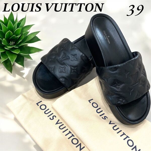 美品/ルイヴィトン/LOUIS VUITTON/サンダル/モノグラム/ジャンボライン/厚底/黒/ユニセックス