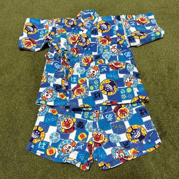 【美品】アンパンマン甚平上下セット 90サイズ 夏祭り・花火大会に♪