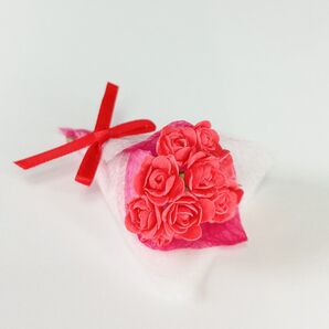 (NO.5) ミニチュア バラ 10本 ブーケ ハンドメイド ドールハウス 花束 花 プレゼント 薔薇 シルバニアファミリー推し色