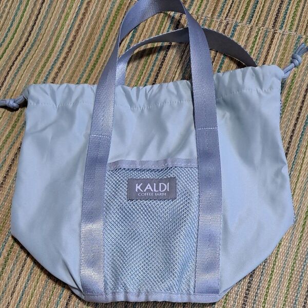 KALDI バッグ 夏のコーヒーバッグ ブルー メッシュバッグ 2024