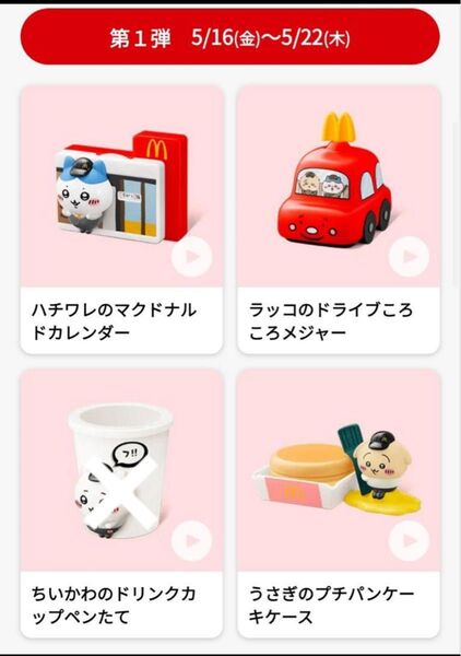 マクドナルド ハッピーセット 第一弾 3種 ちいかわ ハチワレ うさぎ ラッコ