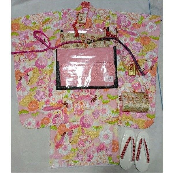oh.2 ほぼ新品七五三7歳祝着物化繊フルセット式部浪漫ブランドピンク作り帯はこせこ