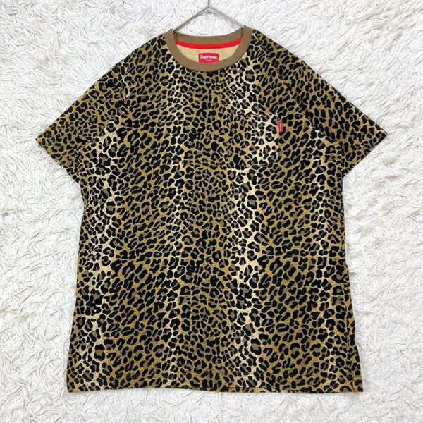 【新品】SUPREME シュプリーム ポケット 半袖 Tシャツ カットソー レオパード ヒョウ柄 M