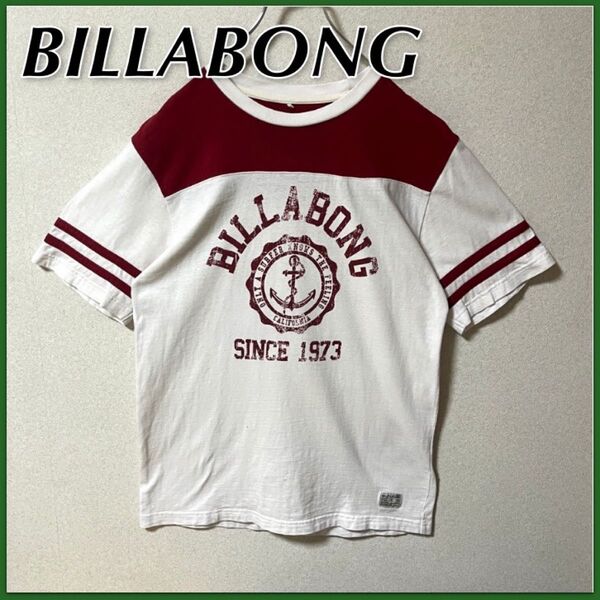 【BILLABONG】ビラボン Tシャツ メンズ ホワイト ロゴプリント ゼッケンデザイン
