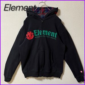 【ELEMENT】 エレメント ビッグロゴ ジップアップパーカー L ブラック