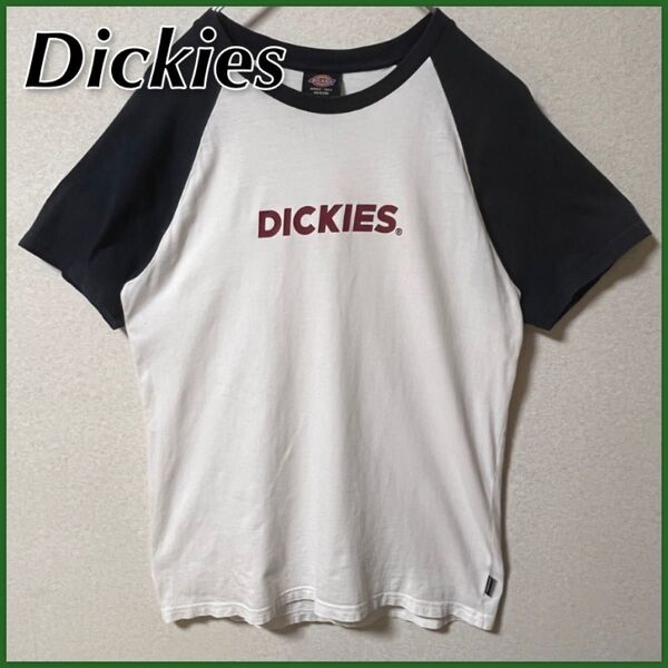【Dickies】 ディッキーズ Tシャツ メンズ M ホワイト ツートンカラー ロゴプリント