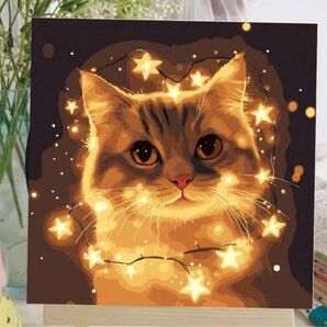 キラキラ猫さん ペイントバイナンバー 大人の塗り絵 趣味 絵画 猫インテリア