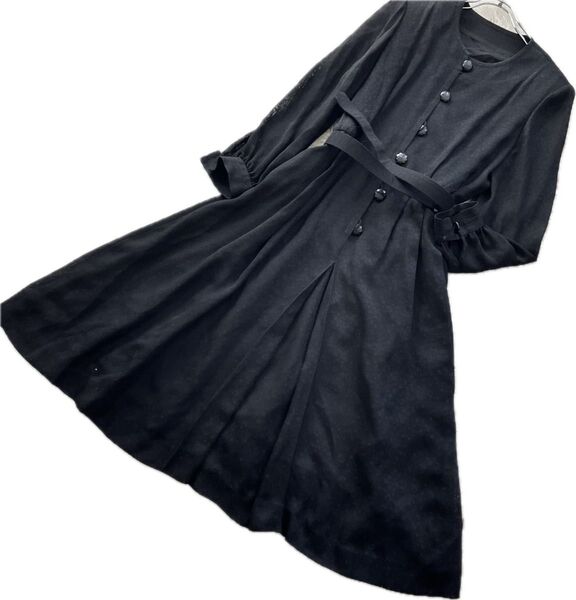 【高級】東京ソワール Tokyo soir フォーマル ロングワンピース マキシ丈 喪服 礼服 ブラックフォーマル Aライン