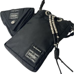 【希少】コラボ TOGA×PORTER トーガ×ポーター 21ss ショルダーポーチ スタッズ 黒 ブラック 斜め掛け ロゴ