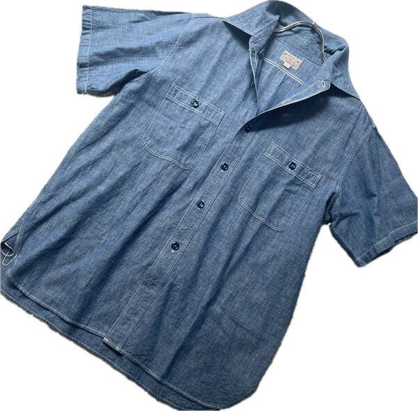 Buzz Rickson's バズリクソンズ シャンブレーシャツ M ブルー 半袖 開襟シャツ