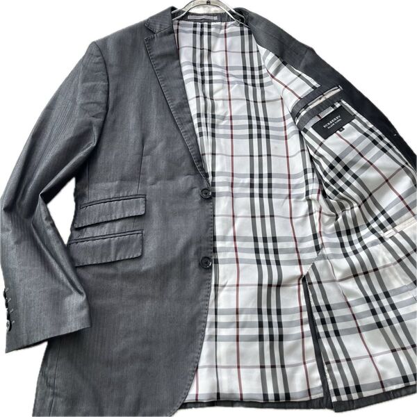BURBERRY BLACK LABEL バーバリーブラックレーベル テーラードジャケット ブレザー グレー S ノバチェック