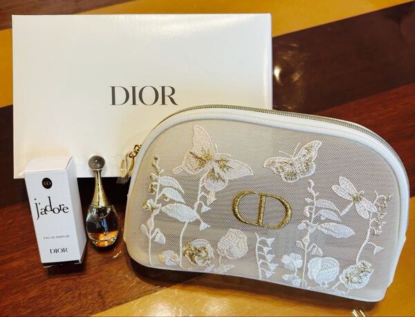 Christian Dior ディオール ノベルティ ポーチ メッシュ ☆ジャンドールオードゥパルファン5ml ミニ香水 セット