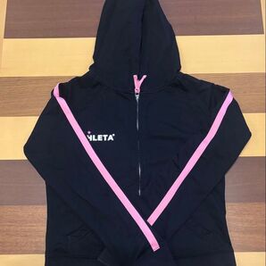 ☆アスレタ ATHLETA スウェットパーカー ジップアップ ダブルジップ ブラック フーディー フルジップパーカー パーカー