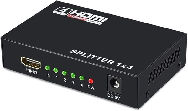 HDMI スプリッター 分配器 1入力4出力 自動切替 4画面同時出力 4K*2K 3D 1080P