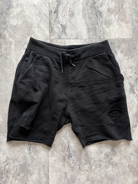 ザラ ZARA MEN スウェットパンツ 短パン ダメージ ハーフパンツ スウェット