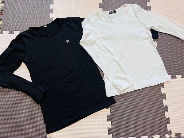 モノクロ長袖Tシャツ2枚セット!150 160 トップス 黒 白 まとめ売り