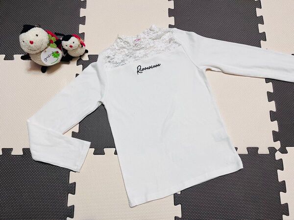 Riccaricca レースの長袖白カットソー トップス 長袖tシャツ 150