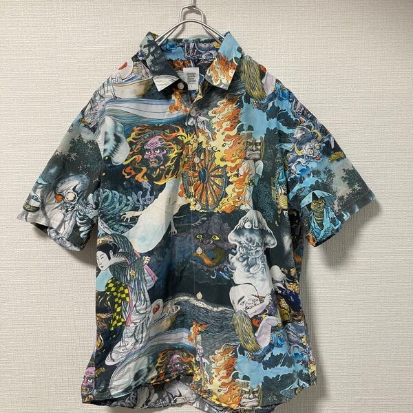 グラニフ ゲゲゲの鬼太郎 半袖 総柄 L シャツ