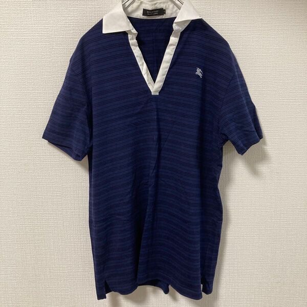 バーバリーブラックレーベル Vネック ボーダー 半袖 トップス 半袖Tシャツ ポロシャツ