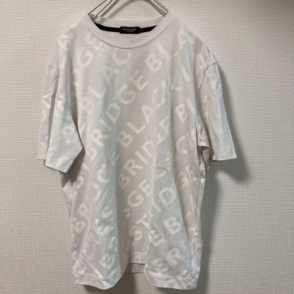 ブラックレーベルクレストブリッジ ロゴ 総柄 Tシャツ 半袖Tシャツ ホワイト カットソー 半袖