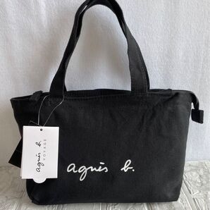 新品 未使用 アニエスベー agnes b. ファスナー付きミニトートバッグ ブラック Sサイズ