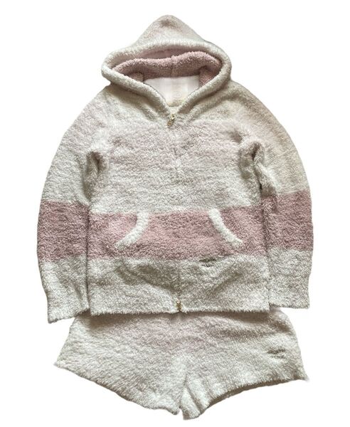 gelato pique ジェラートピケ ピンクグラデ3ボーダー パーカー&ショートパンツ 上下セット ルームウェア ロゴ刺繍入り